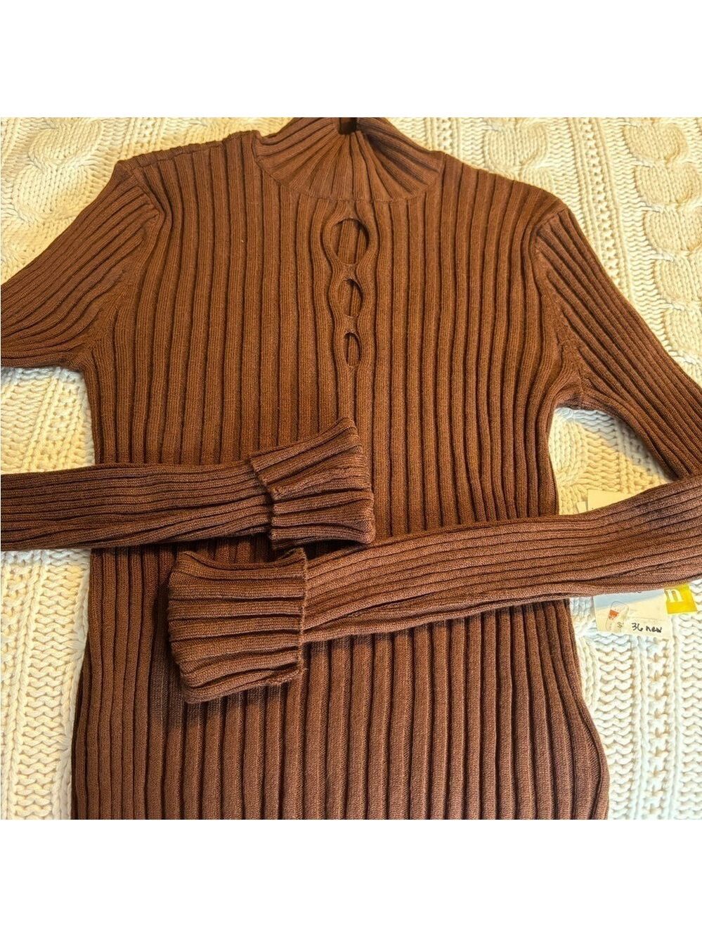 Sugar moon brown turtle neck ribbed sweater size XS